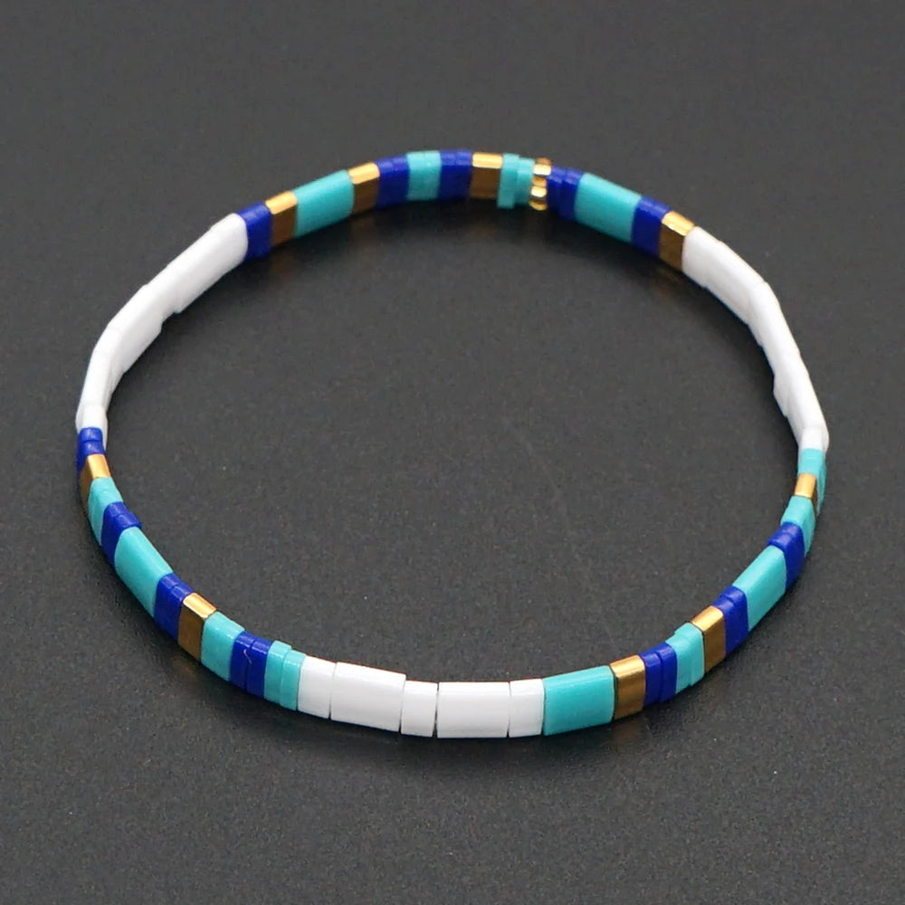 Bracelet miyuki bleu blanc