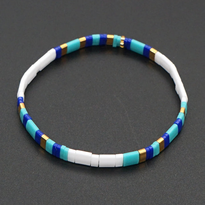 Bracelet miyuki bleu blanc