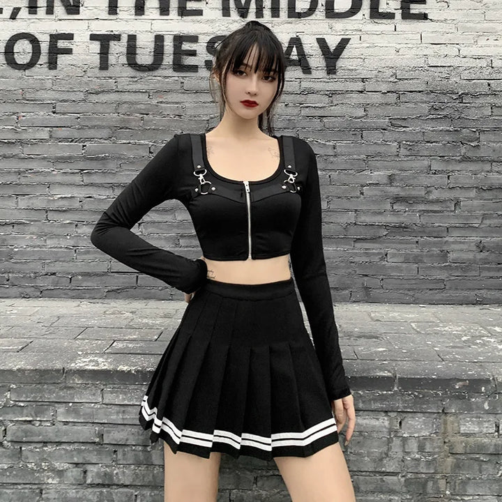 Jupe plissée japonaise courte noire