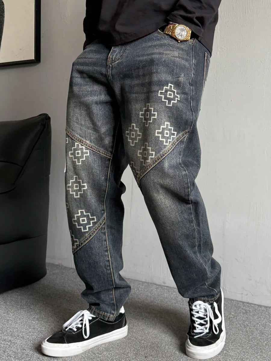 Jean Hip Hop Japonais Patchwork chic