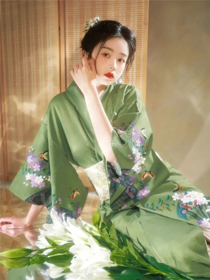 Kimono Femme Japonais Vert stylé
