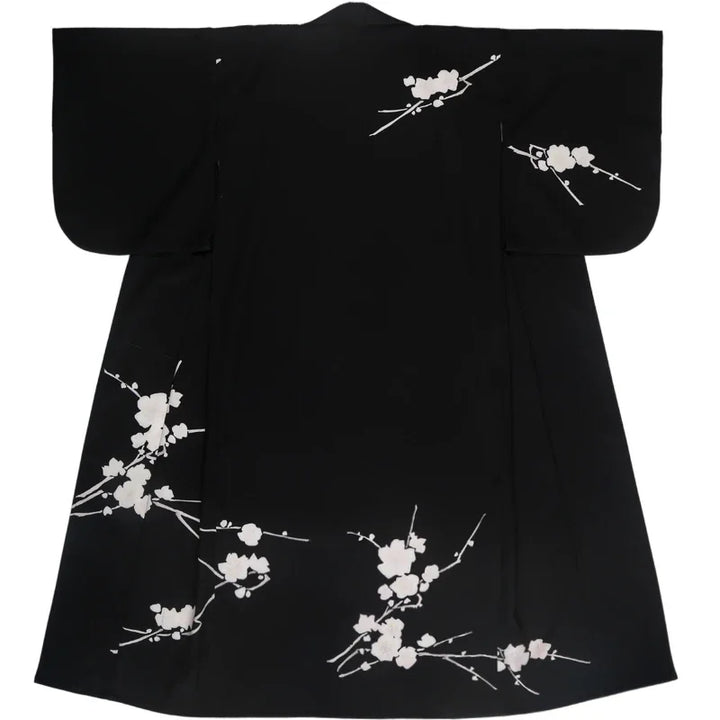 Kimono Traditionnel Japonais Noir à Fleurs léger