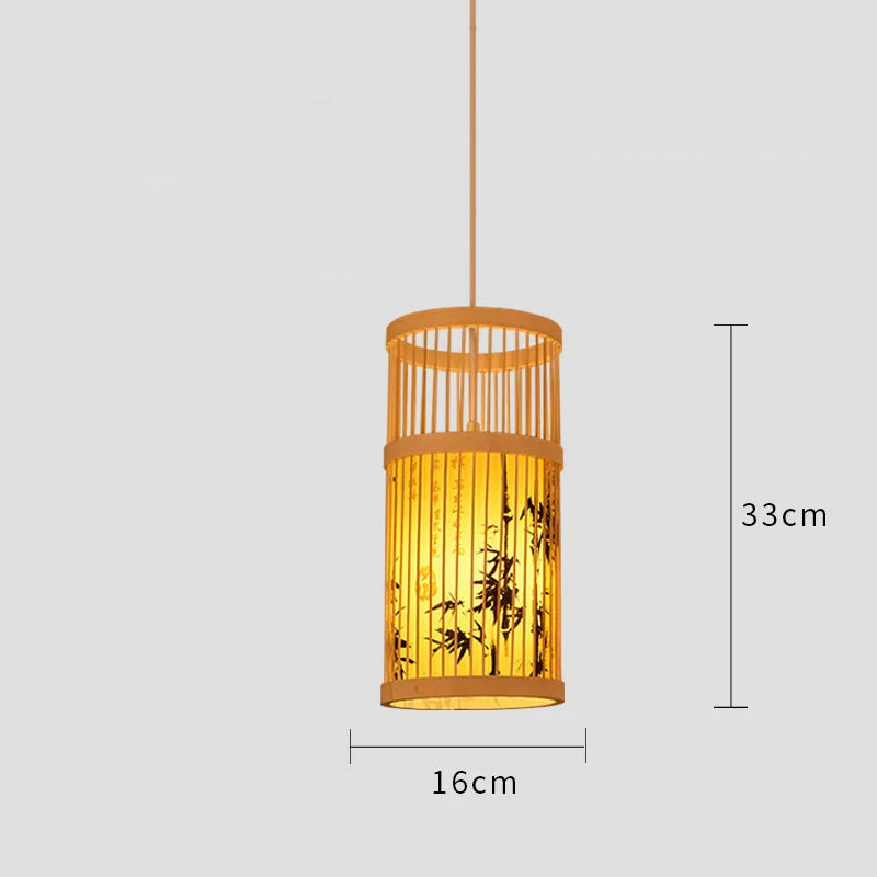 Lampe Suspendue Bambou à Motifs Noirs tendance