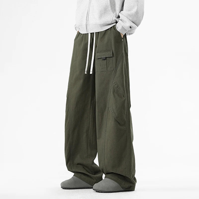 Pantalon Cargo Japonais Homme Large en Coton