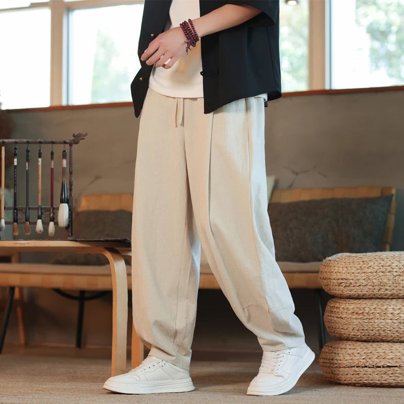 Pantalon Décontracté en Coton Style Japonais de qualité