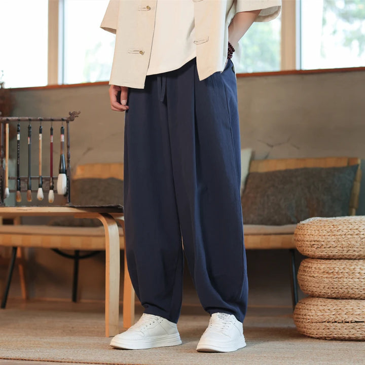 Pantalon Décontracté en Coton Style Japonais léger