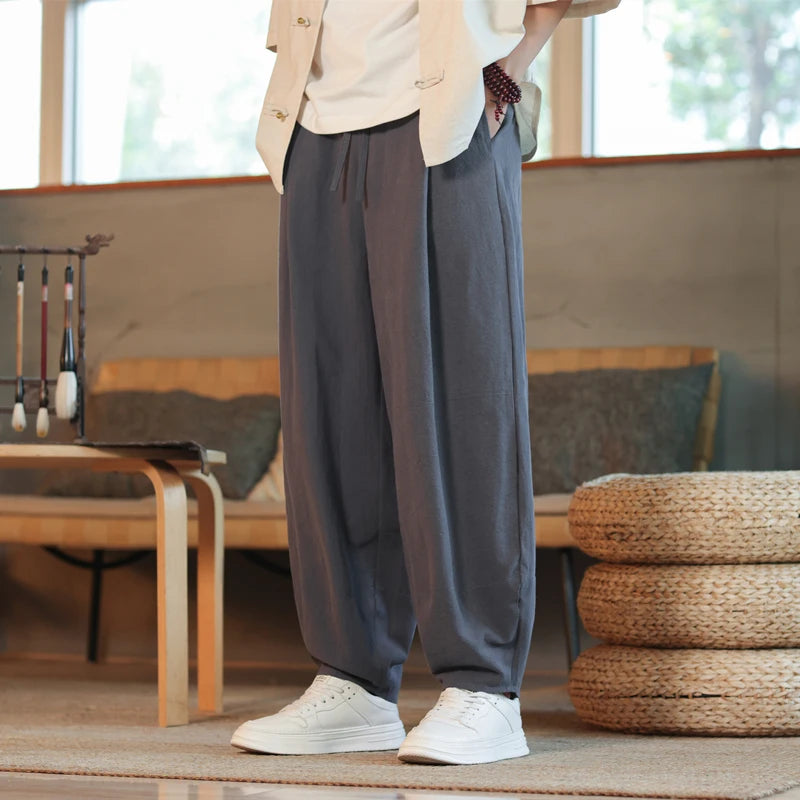 Pantalon Décontracté en Coton Style Japonais tendance