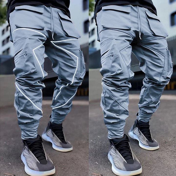 Pantalon Japonais Cargo Hip Hop Réfléchissant bleu