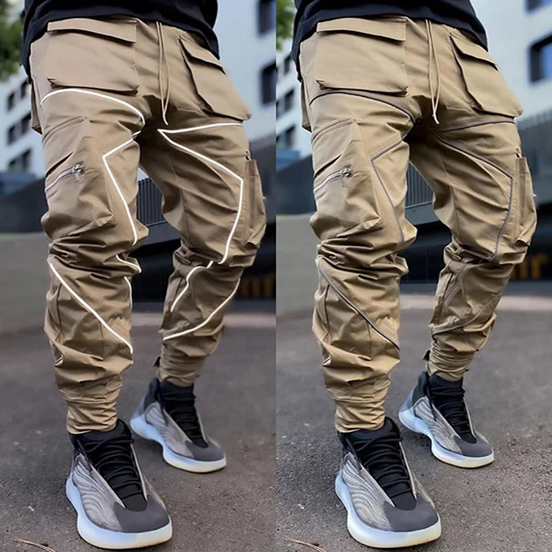 Pantalon Japonais Cargo Hip Hop Réfléchissant marron