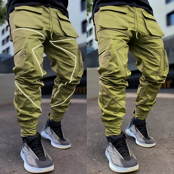 Pantalon Japonais Cargo Hip Hop Réfléchissant vert