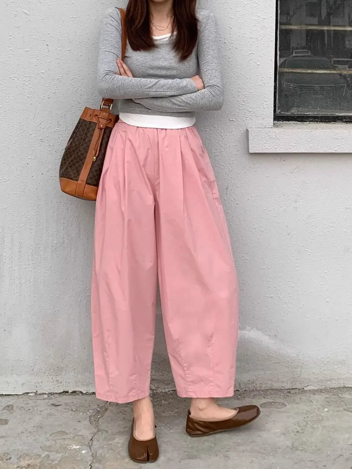 Pantalon Japonais Femme Décontracté Léger rose