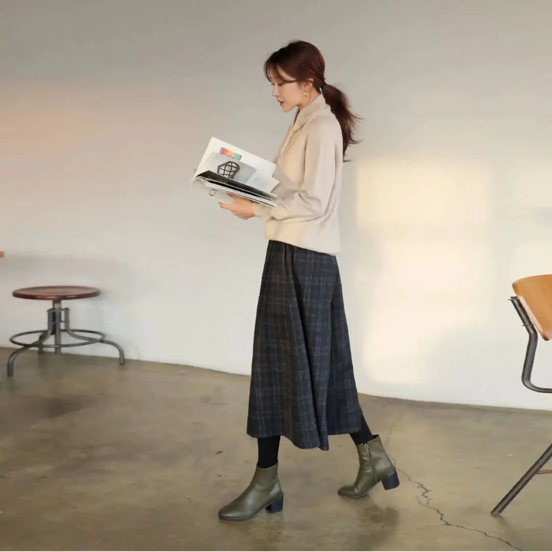 Pantalon Japonais Femme Large à Carreaux léger