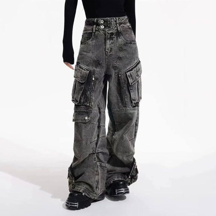 Pantalon Jean Cargo Japonais Femme à Poches