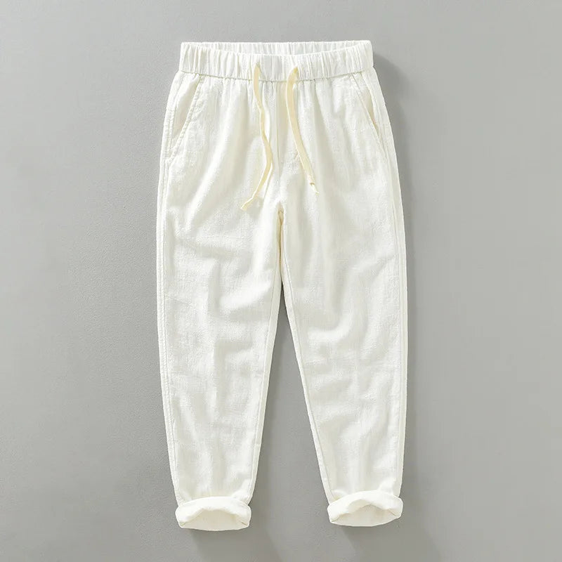 Pantalon Léger Homme en Lin Respirant blanc
