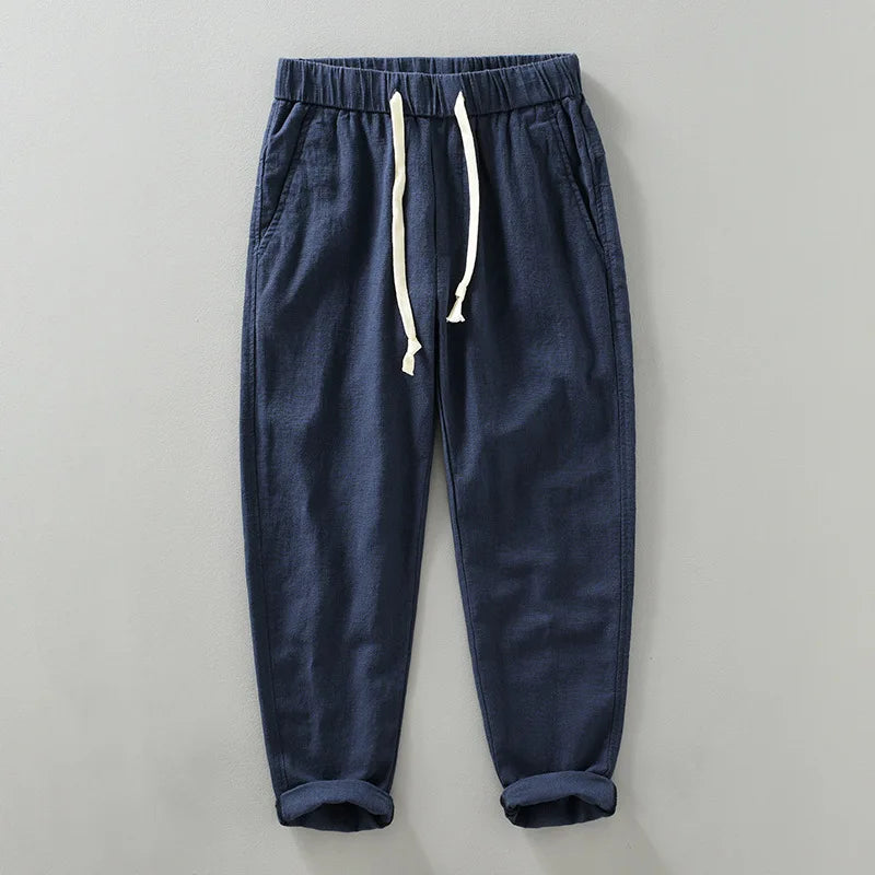 Pantalon Léger Homme en Lin Respirant bleu