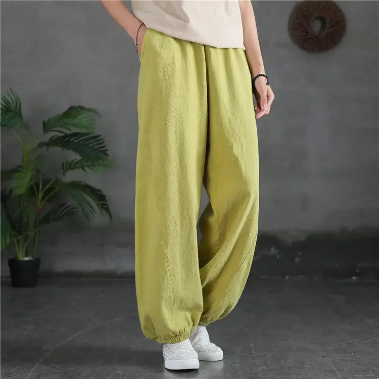 Pantalon Sarouel Vintage Femme jaune