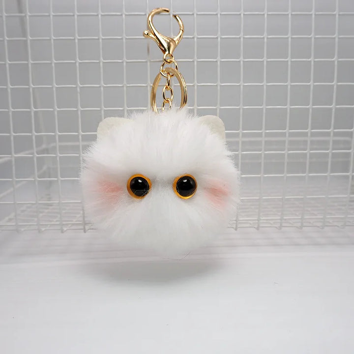 Porte-clé Chat en Peluche Kawaii blanc