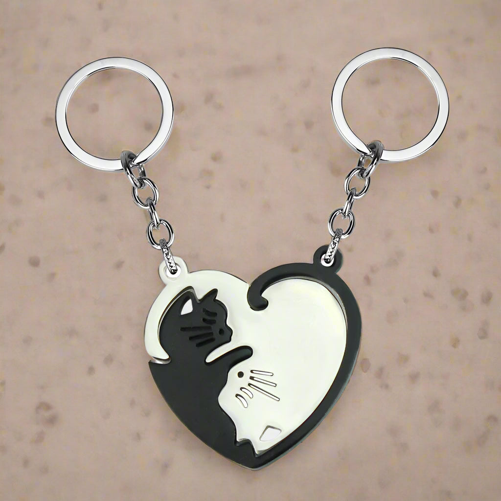 Porte-clés Couple Chat Cœur