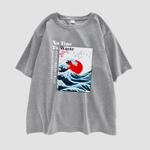 T-shirt Style Japonais Femme vague