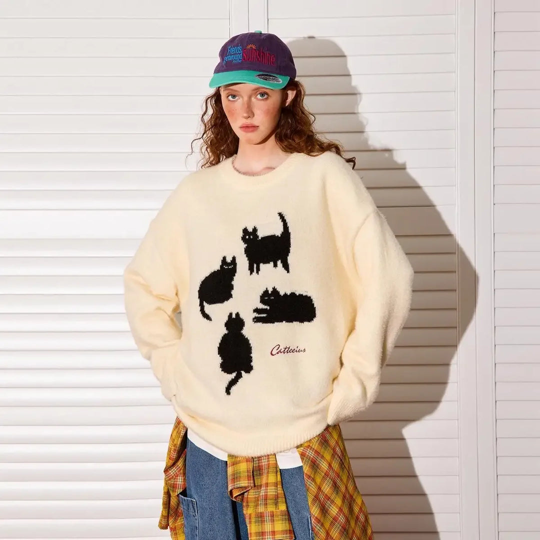 Pull Japonais Tricoté Chat