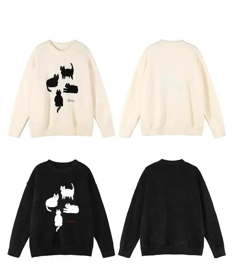 Pull Japonais Tricoté Chat léger