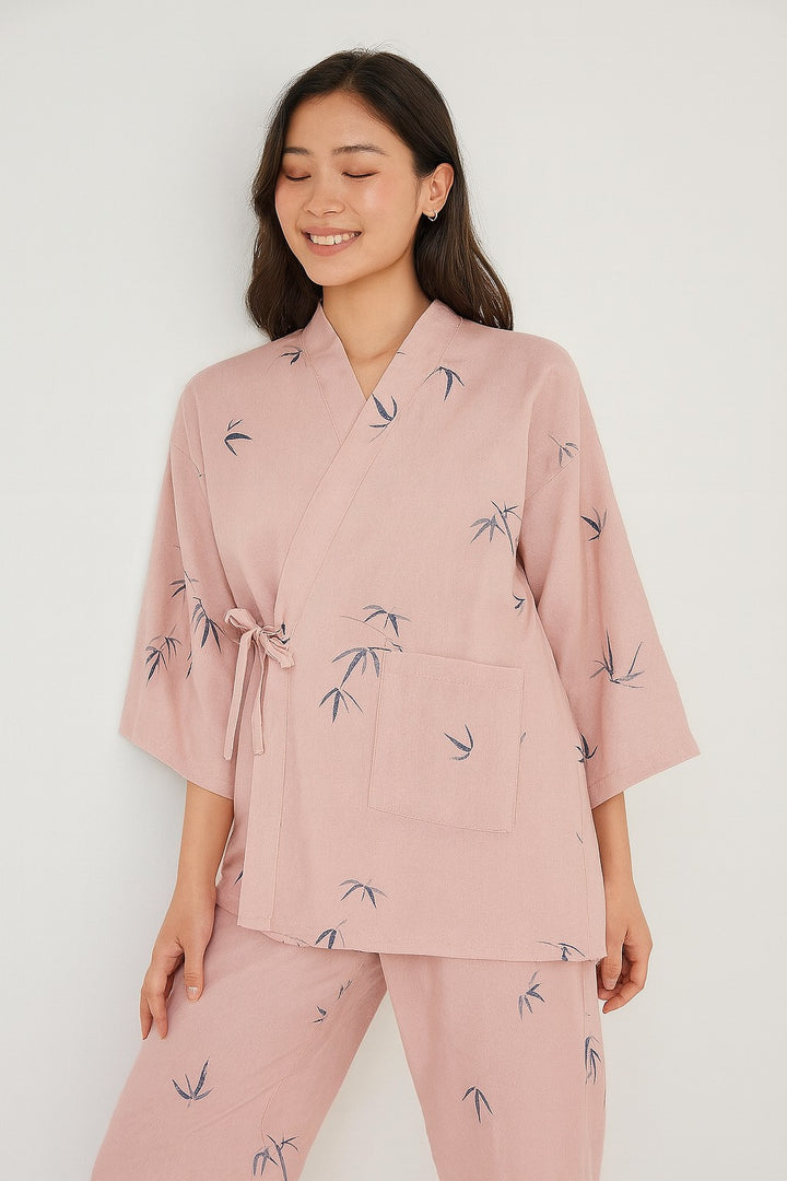 Pyjama Japonais Femme Rose Bambou