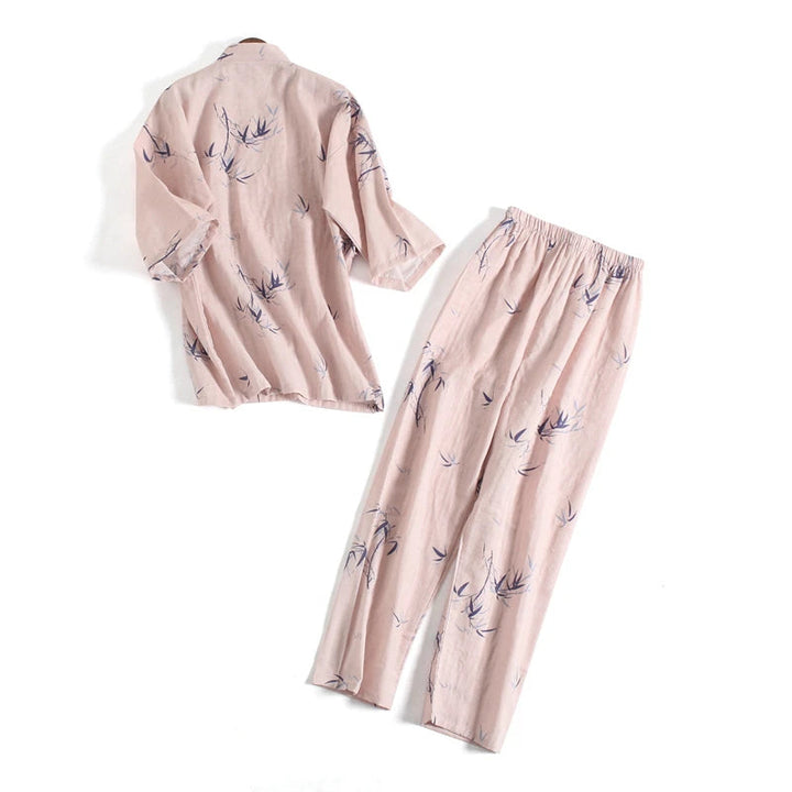 Pyjama Japonais Femme Rose Bambou fluide