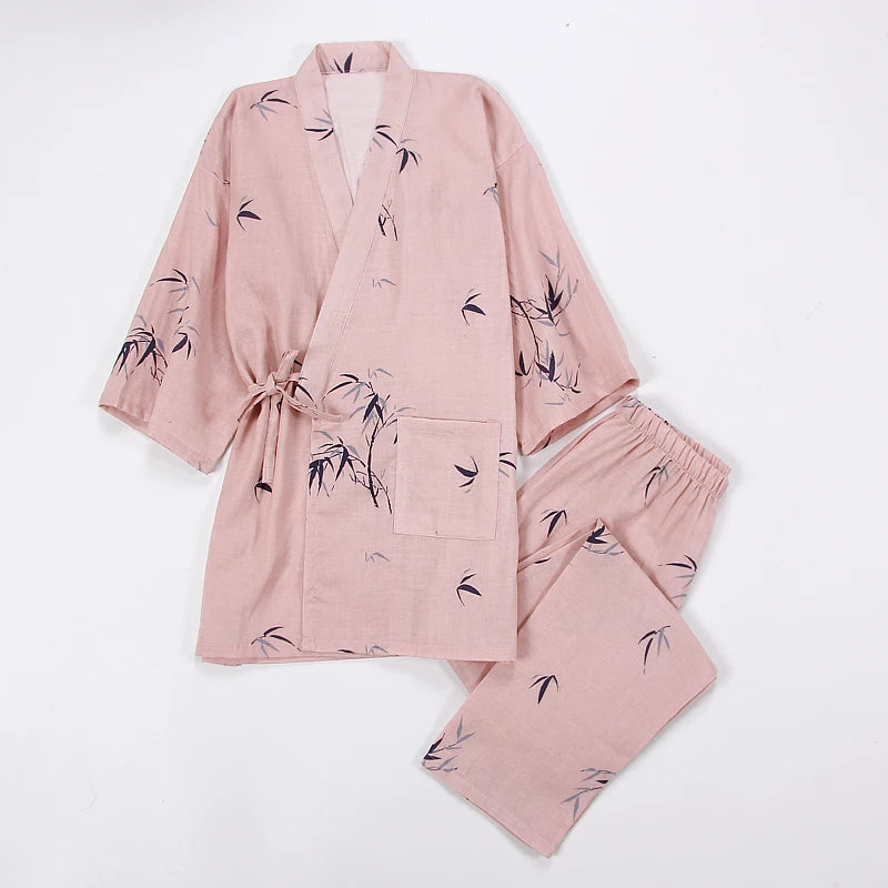 Pyjama Japonais Femme Rose Bambou léger