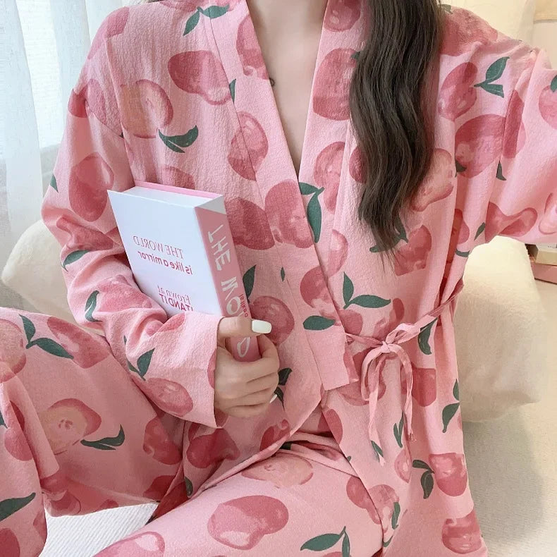 Pyjama Japonais Femme Rose stylé