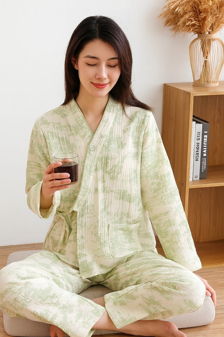 Pyjama Kimono en Coton Imprimé
