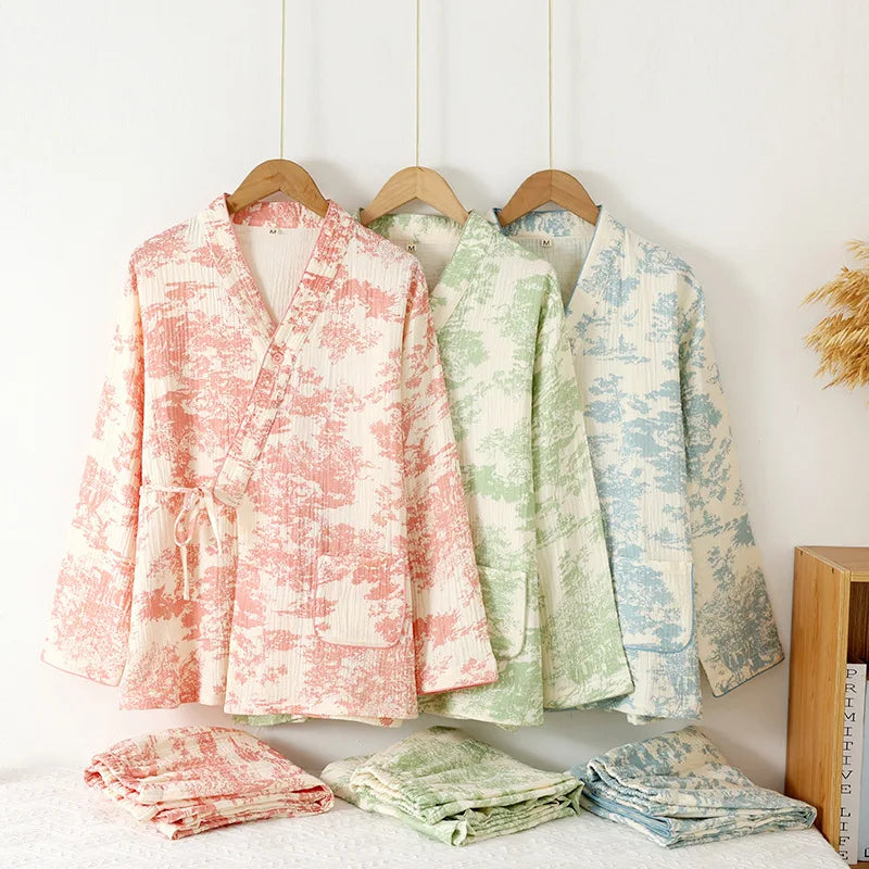 Pyjama Kimono en Coton Imprimé stylé