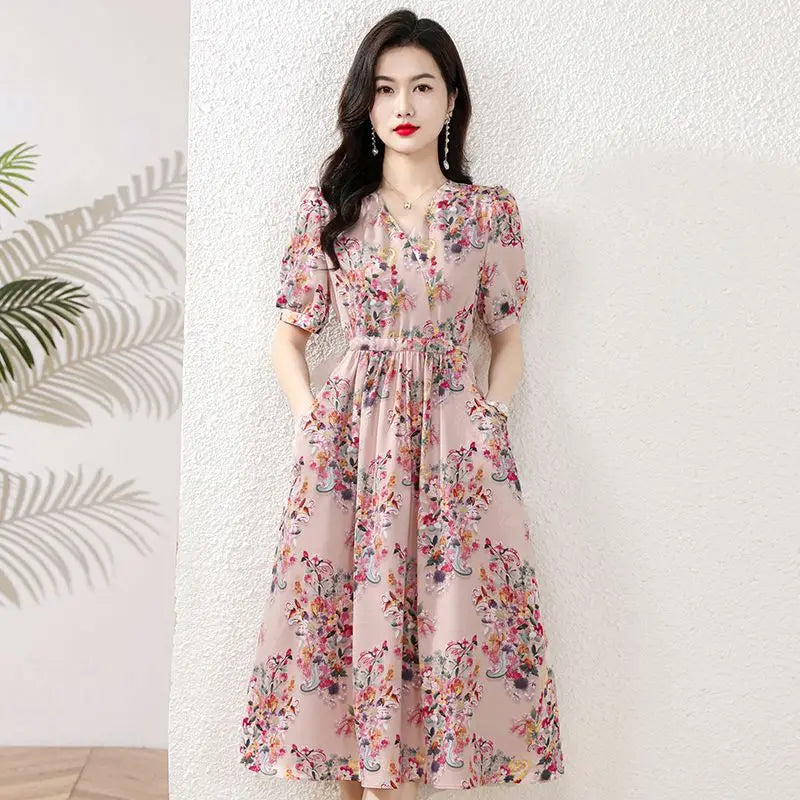 Robe Japonaise Fleurie Rose