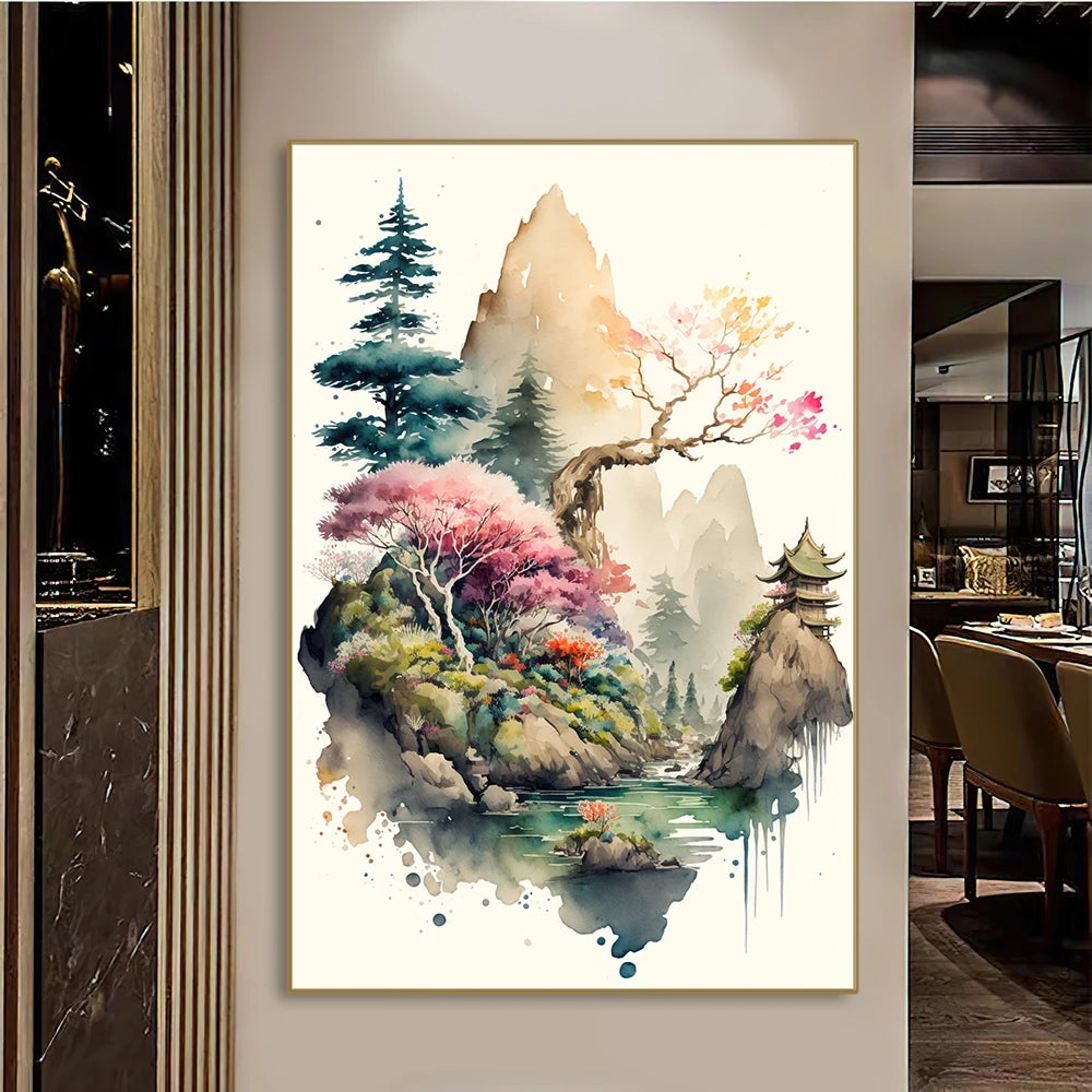 Tableau de paysage style japonais