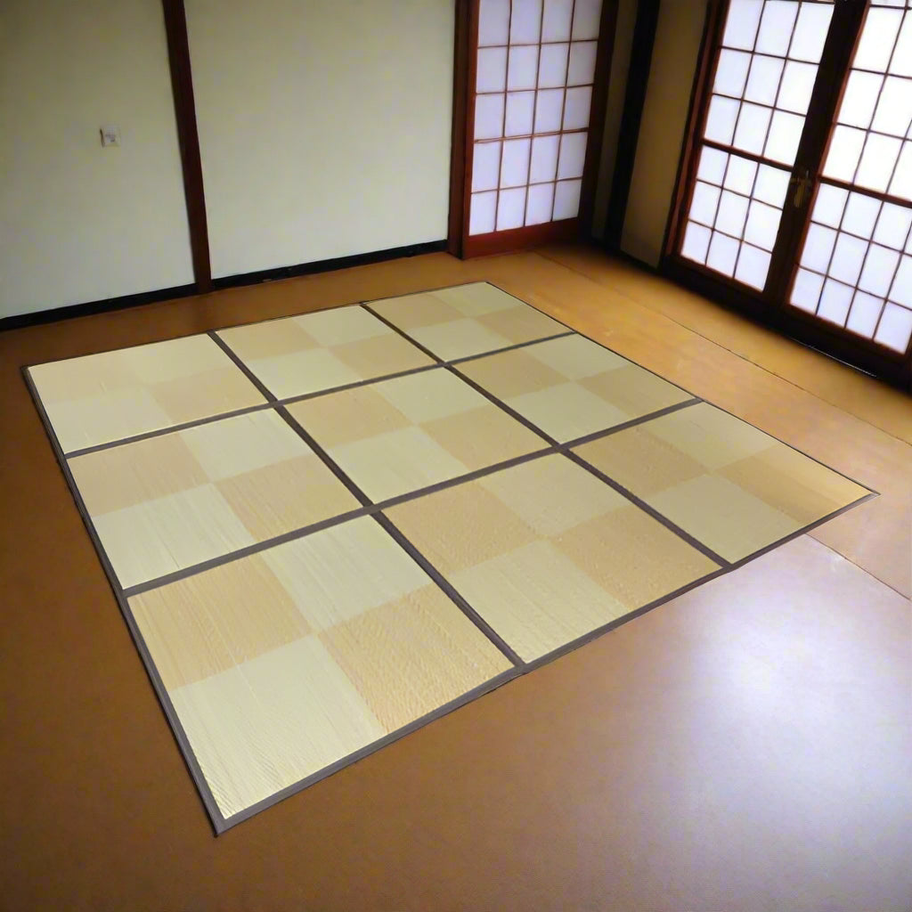 Tapis Japonais Tatami Carreaux Beige