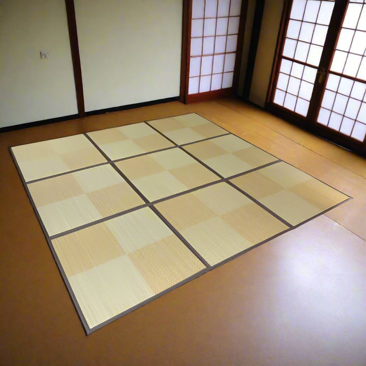 Tapis Japonais Tatami Carreaux Beige