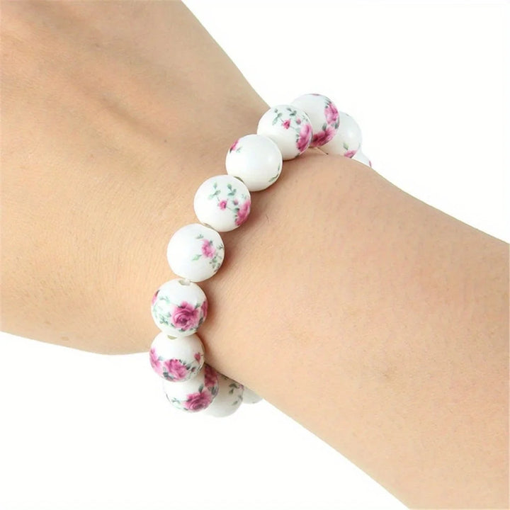 Bracelet Japonais Perles Céramique à fleur