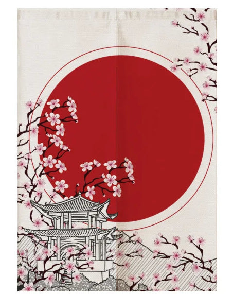 Rideau Japonais Brodé rouge