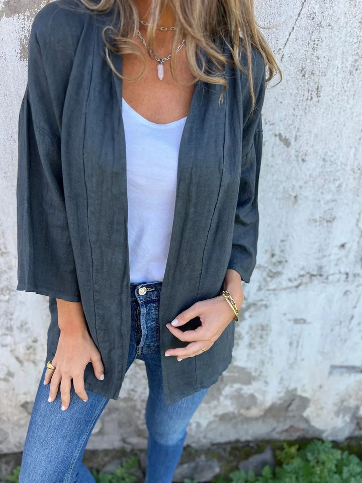 Veste Kimono Femme en Coton gris