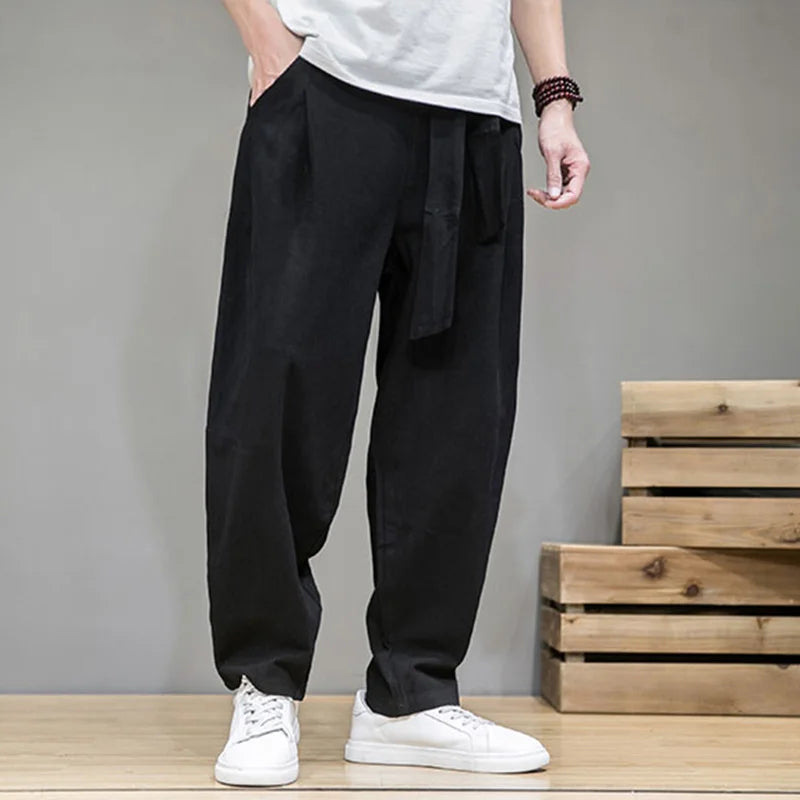 Pantalon Japonais Homme Souple Noir