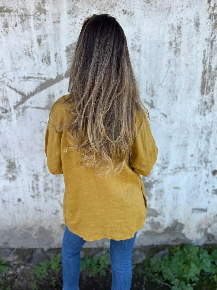 Veste Kimono Femme en Coton jaune dos