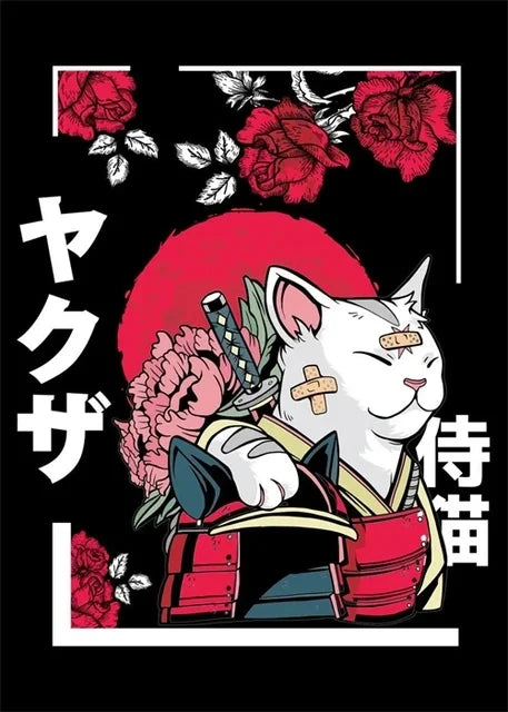Affiche Japonaise Chat Samourai