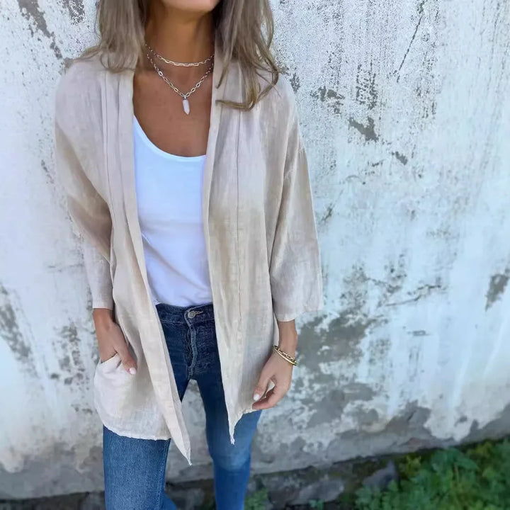 Veste Kimono Femme en Coton beige