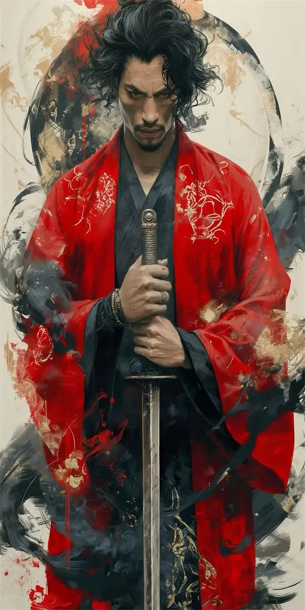 Affiche Japonaise Vintage Guerrier Samourai Homme