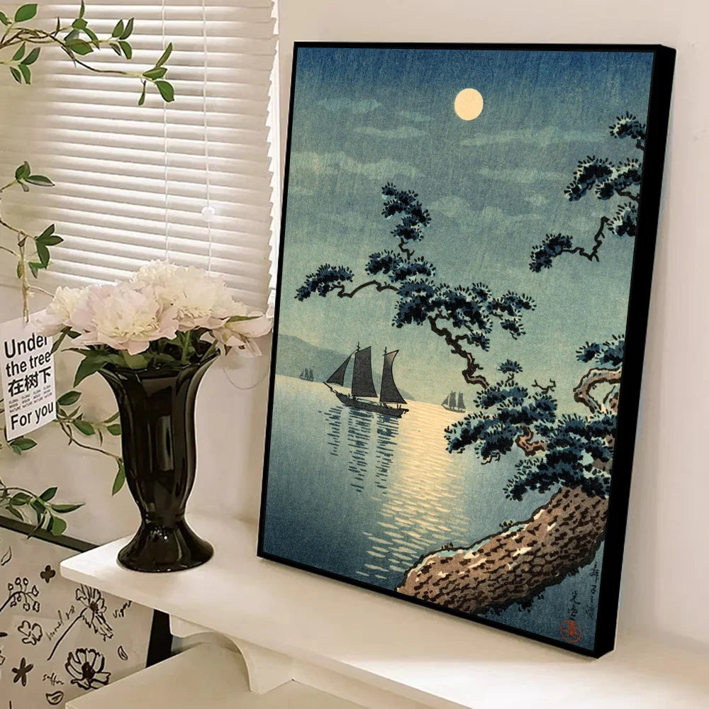 Tableau Japonais Mer et Pluie