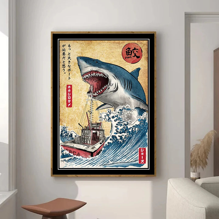 Tableau Japonais Requin et Vague