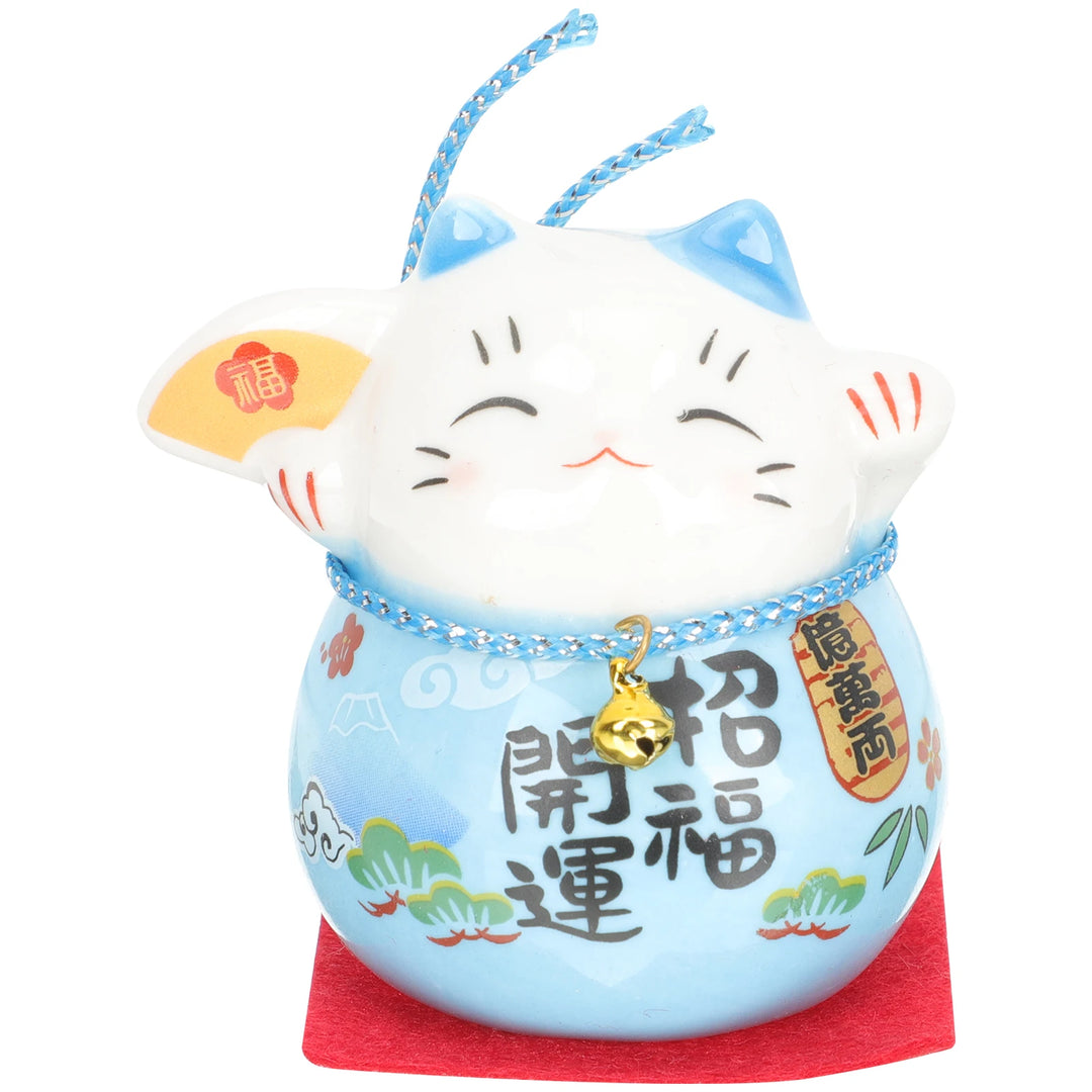 Porte bonheur japonais maneki neko bleu