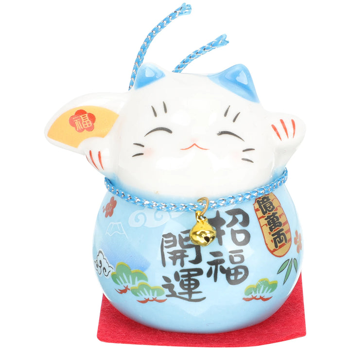 Porte bonheur japonais maneki neko bleu
