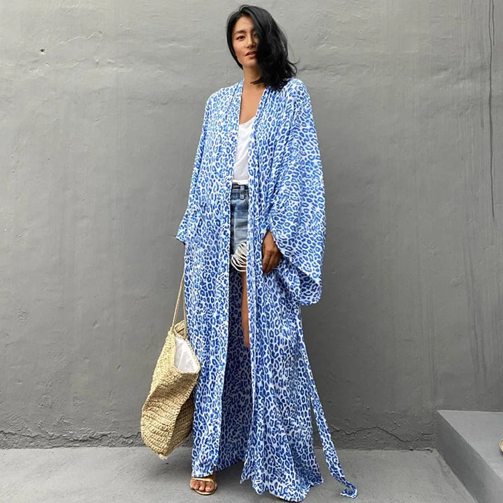 Kimono de Plage Maxi Bleu