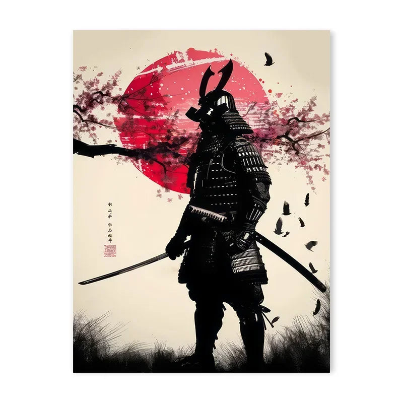 Affiche Japonaise Samouraï avec Épée en Main
