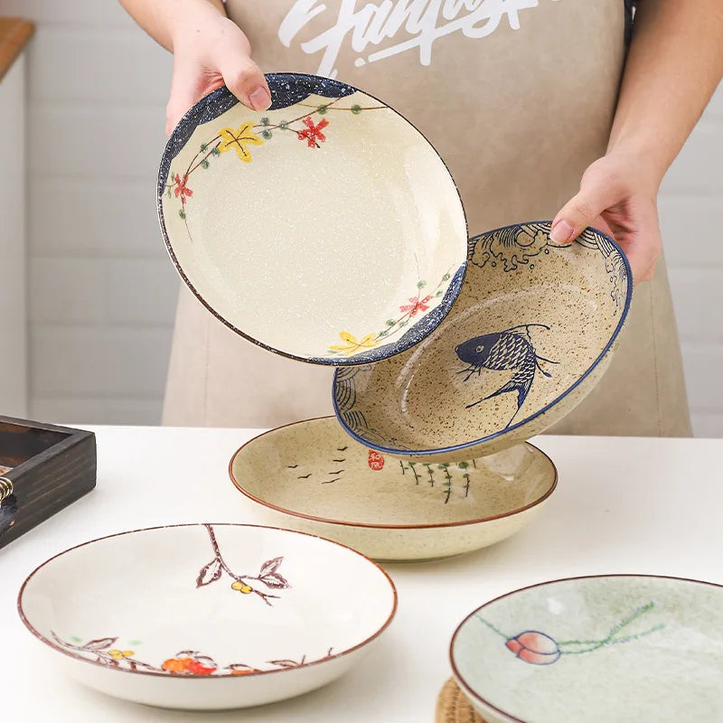 Assiette Japonaise Peinte à la Main fleurs